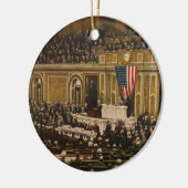 戦争を宣言するために議会に尋ねているウッドロウ・ウィルソン セラミックオーナメント (左)