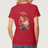 戦争を止めろ (ダークモード) | レディースVネック Tシャツ (裏面)