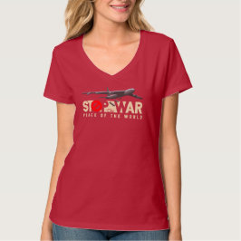 戦争を止めろ (ダークモード) | レディースVネック Tシャツ