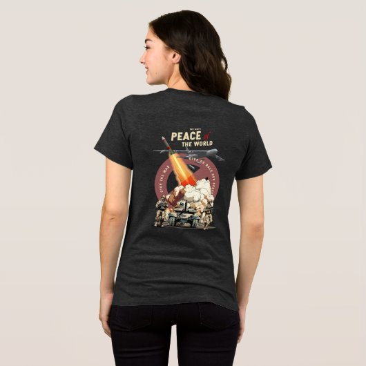 戦争を止めろ(ダークモード)｜女性たち トライブレンドＴシャツ (裏面全面)