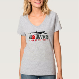 戦争を止めろ (ライトモード) | 女性用Vネック Tシャツ