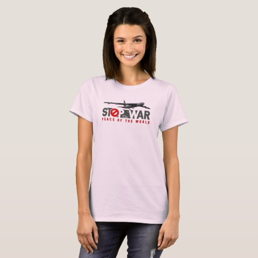 戦争を止めろ (ライトモード) | 女性 Tシャツ (正面フル)