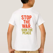 戦争を止めろ。平和に署名せよ Tシャツ (裏面)
