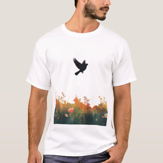 戦争を超えて平和へ - 平和の鳩 グラフィックTシャツ Tシャツ (正面)
