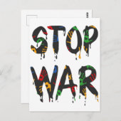 戦争ストップハートハンドプリン祈ト、ウクライナ ポストカード (正面/裏面)