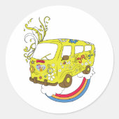 戦争ファンではない愛を作る60sヒッピー平和のサイン ラウンドシール (正面)