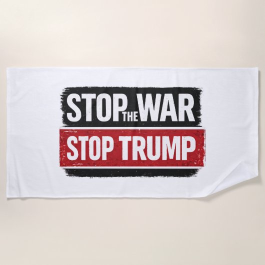 戦争反対 トランプ反対 ビーチタオル (正面)