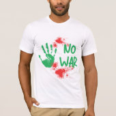 戦争反対 - 反戦デモハンドプリントデザイン Tシャツ (正面)