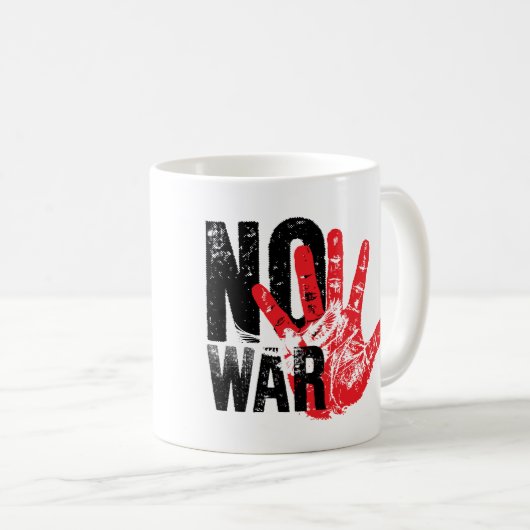 戦争反対!過激な時代のためのラディカルなデザイン! コーヒーマグカップ (正面右)