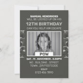 戦争捕虜をテーマにした脱出ルーム、誕生日パーティー 招待状 (正面)