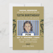 戦争捕虜をテーマにした脱出ルーム、誕生日パーティー 招待状 (正面)