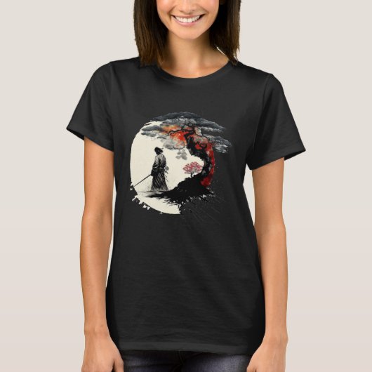 戦争日本の侍の平和の合気道 Tシャツ (正面)