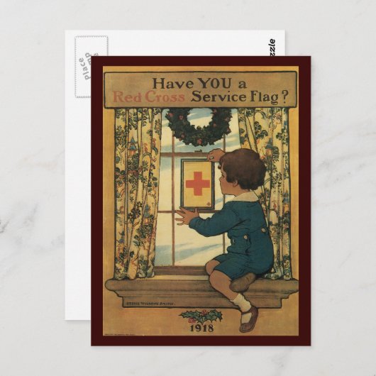 戦争用はがき、米国ヴィンテージ – 赤十字 ポストカード (正面/裏面)