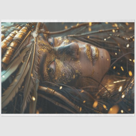 戦争色彩の鮮やかインディアン女性の切り離 薄葉紙 (正面)