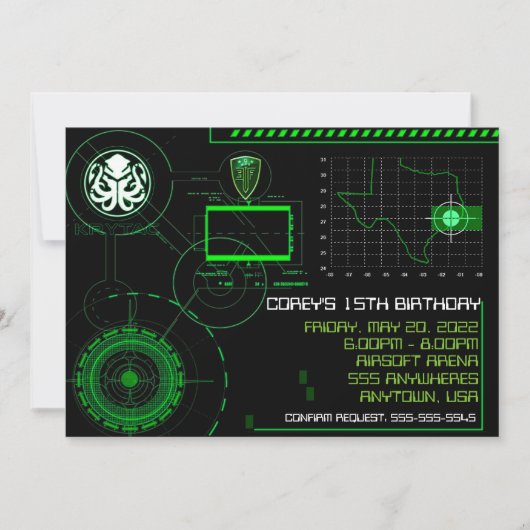 戦争軍隊エアソフト5x7招待状 招待状 (正面)