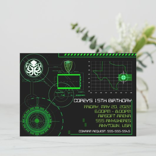 戦争軍隊エアソフト5x7招待状 招待状 (スタンド正面)