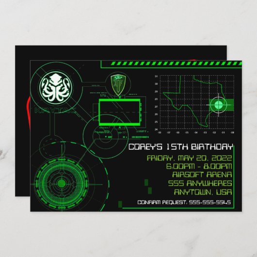 戦争軍隊エアソフト5x7招待状 招待状 (正面/裏面)