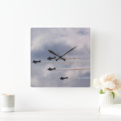 戦争飛行機 スクエア壁時計 (ホーム)