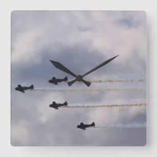 戦争飛行機 スクエア壁時計