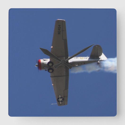 戦争飛行機 スクエア壁時計 (正面)