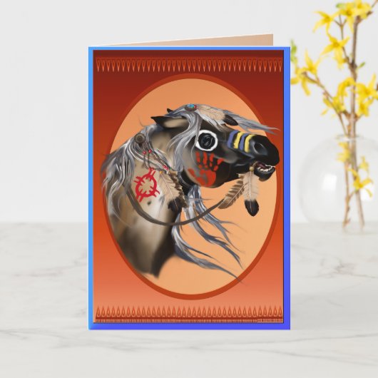 戦争馬の挨拶状 カード (黄色い花)