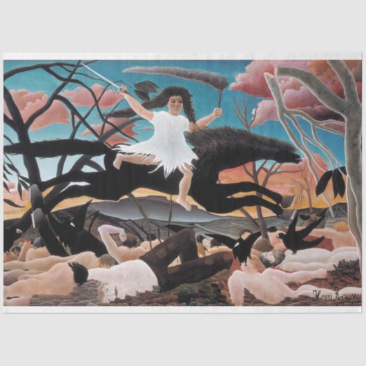 戦争、アンリ・ルソー， 1894 薄葉紙 (正面)