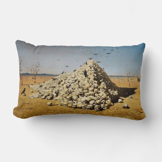 戦争（死と破壊）(スカル) ランバークッション (正面)