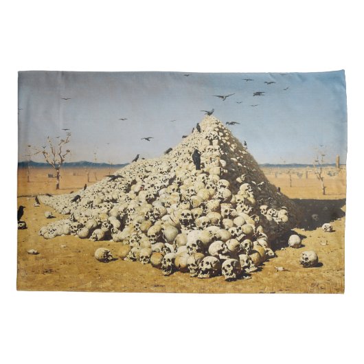 戦争（死と破壊）(スカル) 枕カバー (裏面)