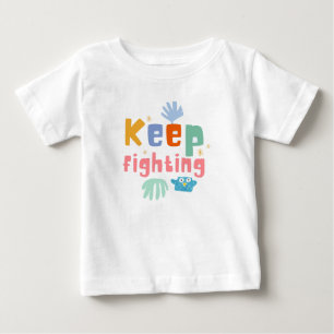 戦保プリントタイポグラフィホワイトキッズ ベビーTシャツ