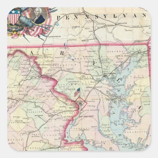 戦地地図 スクエアシール (正面)