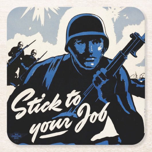 戦場でのアメリカの戦士によるビーチヘッドアタック スクエアペーパーコースター (正面)