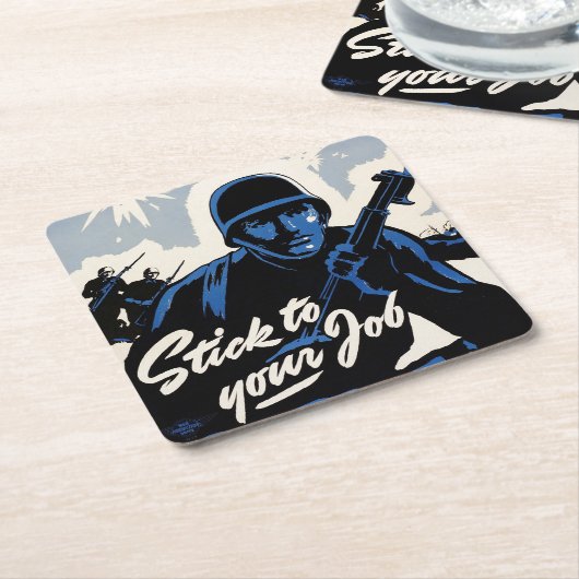 戦場でのアメリカの戦士によるビーチヘッドアタック スクエアペーパーコースター (アングル)