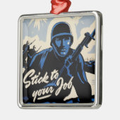 戦場でのアメリカの戦士によるビーチヘッドアタック メタルオーナメント (左)