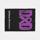 戦士てんかんパパ紫リボンサポートのパパ フリースブランケット (正面(横))