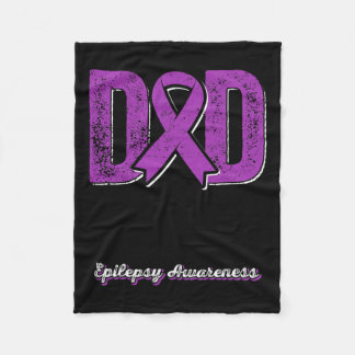 戦士てんかんパパ紫リボンサポートのパパ フリースブランケット