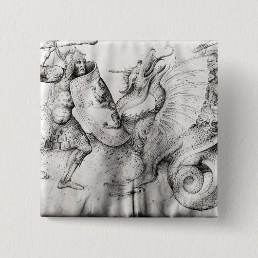 戦士とドラゴン、c.1450の間で戦って下さい 缶バッジ (正面)