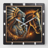 戦士と石器の不可解な絆 スクエア壁時計 (正面)