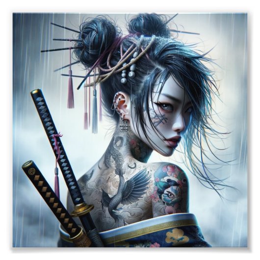 戦士のエレガンス – 影と金ゴールドのダンス フォトプリント            (正面)