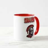 戦士のプライド – 赤いプルームとスパルタンのヘルメット マグカップ (正面右)