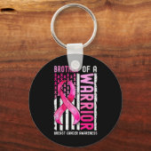 戦士の乳がん米国国旗の兄 キーホルダー (正面)