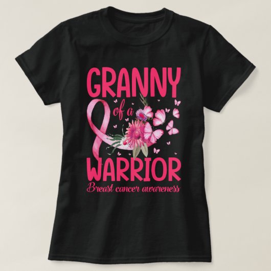 戦士の乳がん認識度のおばあちゃん Tシャツ (デザイン正面)