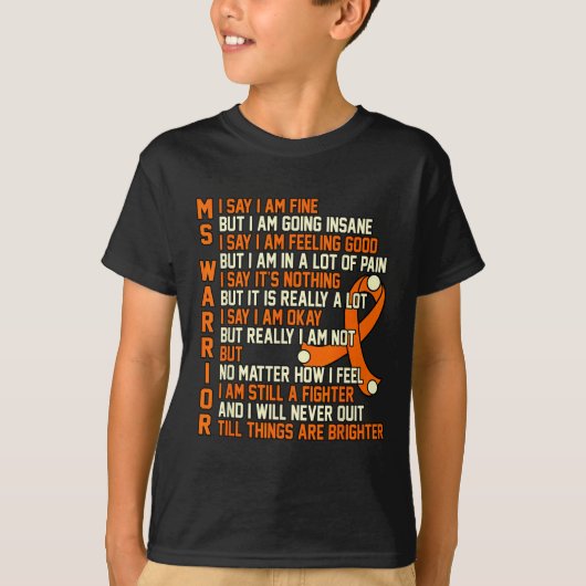 戦士の多発性硬化症の認識度グラフィック Tシャツ (正面)