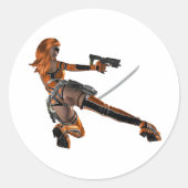 戦士の女性ステッカー ラウンドシール (正面)