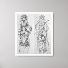 戦士の手描きイラストレーションウォールアート