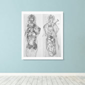 戦士の手描きイラストレーションウォールアート キャンバスプリント (インサイチュ (ウッドフロア))