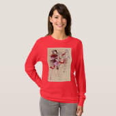 戦士の日本人のWoodblockの女性のプリント Tシャツ (正面フル)