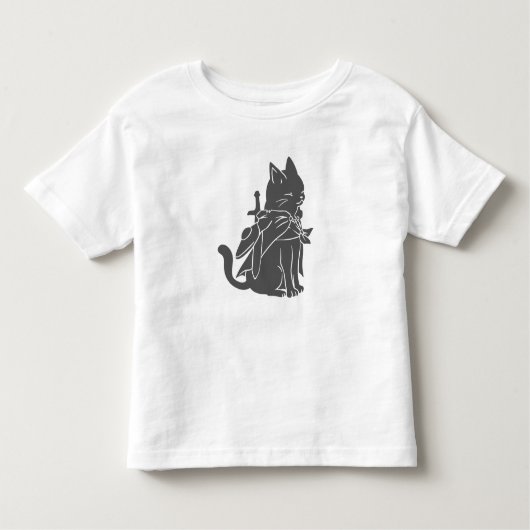 戦士の猫のシルエット – 背景色を選択 トドラーTシャツ (正面)