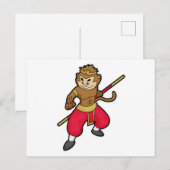 戦士の猿（スタッフとヘアバンド付き） ポストカード (正面/裏面)