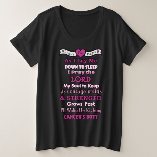 戦士の祈りの言葉/お尻...乳がん プラスサイズTシャツ (デザイン正面)
