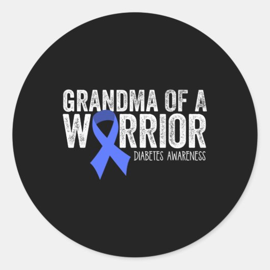 戦士の祖母T1D糖尿病ブルーリボンサップ ラウンドシール (正面)